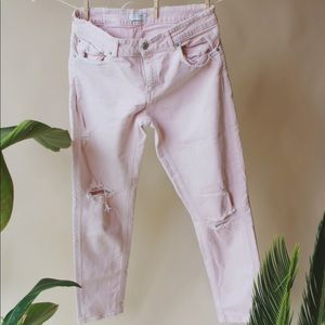 *Zara* Pink Ripped High-waisted Jeans